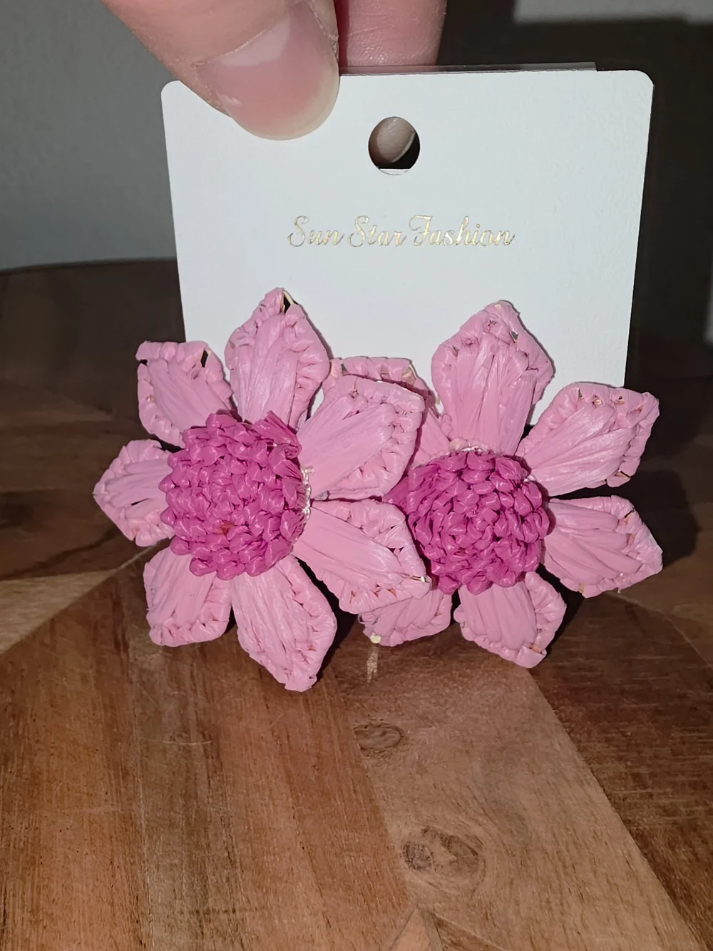 Pink Floral Statement Rafia Earrings In Pink With Fuchsia